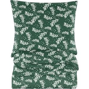 Cotton Market Completo Lenzuola Matrimoniali Cotone - 155x220 cm - Copripiumino Matrimoniale Set con Cuscino 70x80cm - Biancheria da Letto a Fantasi - Pino, Verde