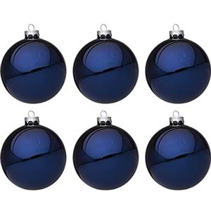 Bizzotto Palline di Natale in Vetro Blu Lucido Addobbi Decorazioni Natalizie Albero - 80 mm