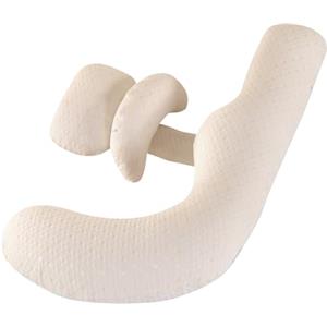 GKXLH Cuscino per gravidanza, cuscino per gravidanza, supporto per schiena, fianchi, gambe, morbido, per donne incinte, rimovibile e regolabile, doppio cuneo con federa (bianco, XL)