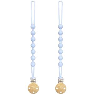 Yoolhamy Catenella Portaciuccio, 2Pcs Catenella Ciuccio Silicone, Flessibili Morbide Clip per Succhietto per Bambini e Bambine (2pcs Blue)