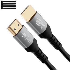 Mygatti Certificato Cavo HDMI 2.1 8k 10 Metri,Ultra Alta Velocità 48Gbps,supporta 8K@60Hz,4K@120Hz,eARC,HDR,HDCP 2.2/2.3,per laptop,monitor,switch,PS5/PS4,UHD TV+5 fascette per cavi