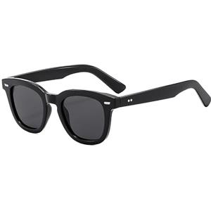 YAMEIZE Vintage Rotondi Occhiali da Sole da Uomo Donna - Classici Occhiali da sole Piccolo Montatura Spessa Protezione UV (Grigio Nero Chiaro)