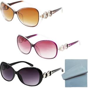 ZYKORT 3 pezzi occhiali da sole da donna in stile retrò, polarizzati, grandi, occhiali da sole da donna, protezione UV400, eleganti occhiali da sole vintage polarizzati, Nero, Viola, Turchese