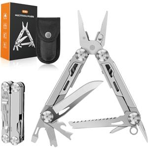 Rolgno Coltello Multiuso, Pinza Multiuso 14 in 1 Multitool in Acciaio Inossidabile con Tagliafili, Sega, Cacciaviti, Apribottiglie, Tagliacarte, Gadget edc per Campeggio, Riparazione, Fai da Te