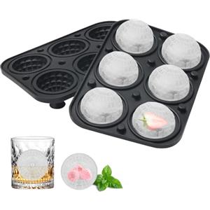 Vookkp Stampi in Silicone per Cubetti di Ghiaccio Grandi con Coperchio, Senza BPA Stampo Sfera, 6 Scomparti Ghiaccio Vassoio per Cocktail, Whisky, Frutta