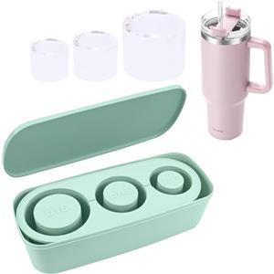 APOMOONS Stanley - Vassoio per cubetti di ghiaccio in silicone con coperchio, stampo per cubetti di ghiaccio in silicone verde