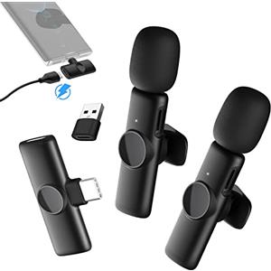 Moman Microfono Lavalier Wireless, Gimpro MS1(XC) 2.4GHz【Tipo C & USB】2RX&1TX Microphone Senza Fili con Android PC Registrazione Vlog Tiktok Youtube Instagram, Microfono-Lavalier-Wireless-Smartphone-USB