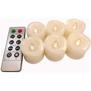 Erosway Candele LED, Tealights realistiche luminose e sfarfallanti a batteria, 300 ore di utilizzo non stop con timer a 2/4/6/8 ore e telecomando a 10 tasti, 6pc/Pack(bianca)