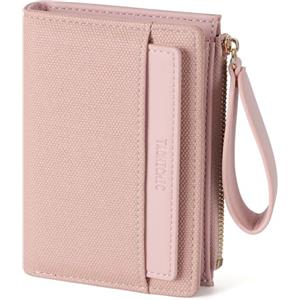 RRANCharltu Portafoglio Donna in Pelle Morbida, Portafoglio Donna Piccolo Portamonete Ragazza con Slot Per Schede Multiple Mini Portacarte con Braccialetto a Zip e Scomparto Monete, Rosa