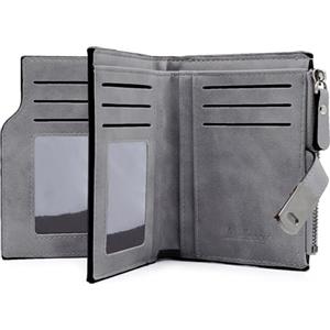 GOUNNU Portafoglio Donna Piccolo in Pelle PU Portafoglio Slim Formato Corto Portafogli da Donna con Cerniera Portamonete e 16 Porta Credito Carte (grigio)