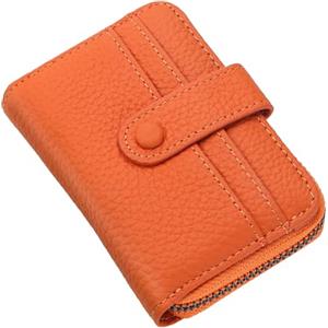ILIYAH Portafoglio da Donna Portafoglio Compatto in Pelle con Blocco RFID per Donna Tasca Portamonete con Chiusura a Zip Portafoglio Piccolo da Donna（Arancione）