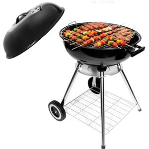 HYCHIKA BETTER TOOLS FOR BETTER LIFE HYCHIKA Barbecue a Carbonella Tondo, Ø47cm 18pollici Grill BBQ Carbonella Compatto con Coperchio e Ruote, per Giardino Balcone Campeggio