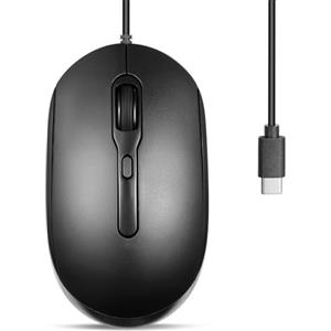 Perixx PERIMICE-222CB2 - Mouse USB-C cablato - Affidabile cavo USB-C da 60 cm per laptop o tablet, clic silenzioso, nero