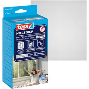 tesa Zanzariera antipolline - Protezione trasparente per chi soffre di allergie - Per finestre con apertura verso l'interno - Biadesivo attacca stacca - Antracite - 130 cm x 150 cm