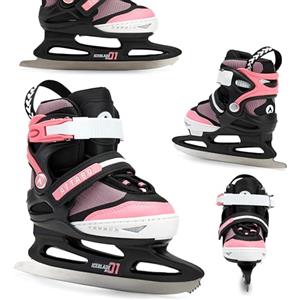ATTABO Pattini Ghiaccio Ricreativi Regolabili Ragazza Zola in Rosa Taglia 36-41 EU Pattini Regolabili Principianti Chiusura con Fibbia Supporto Caviglie Lame in Acciaio Inox Design Sportivo