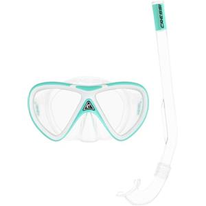 CRESSI Mini Peg & Mini Island Aqua Green/White - Snorkeling Kids Combo Set 2/5 Anni, Maschera Mini Peg + Snorkel Mini Island Verde Acqua/Bianco, Taglia Unica