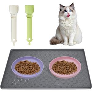 KATLKIU 2 pezzi ciotole per gatti Ciotola per gatti in silicone, ciotola acqua gatto piatto per cibo ciotole per cibo secco e umido, Mangiatoie per Strisce di Gatto, Tappetino Ciotola Gatti
