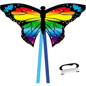 Vspek Aquilone Farfalla, facile da guidare, cervo volante per escursioni in spiaggia, con coda lunga, spago e manico, regalo di compleanno per ragazzi e ragazze