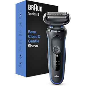 Braun Series 5 Regolabarba Uomo, Rasoio Elettrico Barba, EasyClean, Wet&Dry, Ricaricabile, Rasoio A Lamina Senza Fili, Idea Regalo, 51-B1000s Blu