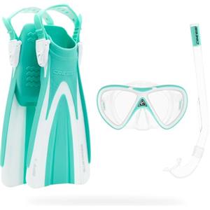 Cressi Seashell Seekers Set per Snorkeling Junior S/M (2/7 Anni) con Pinne Corte, Maschera in Vetro Temperato Antiappannamento e Boccaglio Secco Ergonomico per Mare e Piscina
