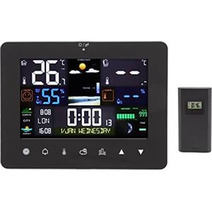 Goshyda Stazione Meteo Wireless, Display a Colori, Orologio Meteo Digitale umidità Temperatura con Misuratore Sensore, Termometro Esterno per Interni per Home Office