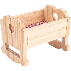 ibasenice Accessori per la casa delle bambole, letto mini letto per le bambole in legno