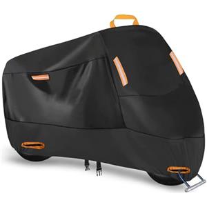 Zorplex Telo Coprimoto Impermeabile da Esterno e Interno, Copertura Moto in Tessuto Oxford 210D con Fori per Lucchetto, Resistente a Pioggia Polvere Vento UV Neve, Copri Scooter Motorino 245x105x125c