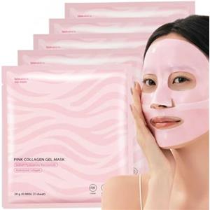 Turiueba 5 Pezzi Maschera Collagene Viso al Coreana Real Deep Collagen Mask Instant Boost Overnight Face Coreane per il Antirughe Notte Beauty Wrinkle Lifting Visage Gel con Biotecnologia Intensa Idratanti