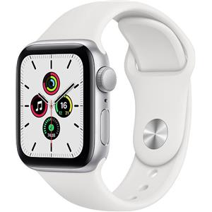 Apple Watch SE Alluminio 40 mm (2020) | WiFi + Cellular | argento | Cinturino Sport bianco S/M