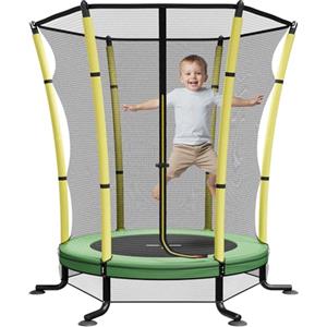 JUMMICO Trampolino Elastico per Bambini Interno con Rete di Sicurezza-Salta Salta Bambini da Interno Diametro 140cm Tappeto di Salto Integrato con Molle Anziché Corda Elastica a Ventosa a Forma di L