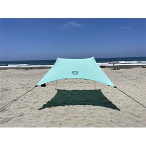 Neso Tenda da spiaggia con ancoraggio a sabbia, protezione solare portatile, 2,1 x 2,1 m, angoli rinforzati brevettati (color arcobaleno) (schiuma marina)