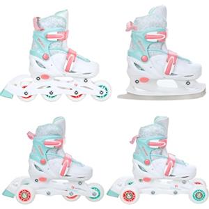 CROXER 4in1 Inline Skates Pattini in linea Triskates Pattini a rotelle/da ghiaccio per bambini, ragazze e ragazii regolabili (Inez, 26-29 (16,5cm-18cm))