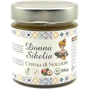 Donna Sikelia Crema di Nocciole Siciliane 100% - Vegan, Senza Zuccheri Aggiunti e Senza Glutine - Senza Conservanti e Coloranti | 190g - Donna Sikelia