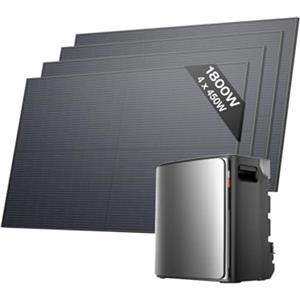 EF ECOFLOW ECOFLOW Stream Ultra X Centrale elettrica da balcone da 3,84 kWh con microinverter +4 Pannelli 450W, ingressi solari da 2,8 kW|4 MPPT, Dual AC 1,2 kW, 6000 Cicli, espandibile da 23 kWh, TOU, AI