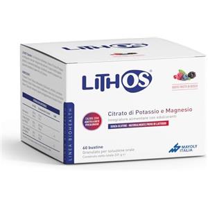 BIOHEALTH ITALIA Lithos - Integratore Alimentare a Base di Citrato di Magnesio e Potassio, Supplemento Integrazione Potassio e Magnesio da Citrati senza Glutine/Lattosio/Calorie 60 Buste Granulato per Soluzione Orale