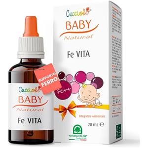 Natura House Cucciolo Integratore Ferro Bambini e Neonati Gocce 20ml per Crescita e Benessere, Baby Natural FE Vita - Sapore Tutti Frutti Piacevole ai Bambini. Origine Naturale e Made in Italy