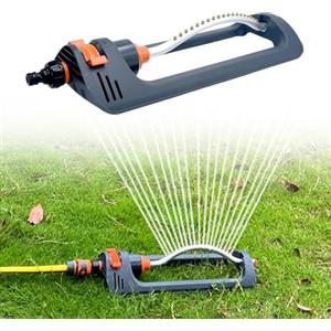 OBEST irrigatori da giardino oscillante,Irrigatore per irrigazione prato giardino,Irrigatore quadrato con 19 buche,4 gamme spruzzo regolabili,Spruzzatore d'Acqua per Giardino Prato Parco Cortile