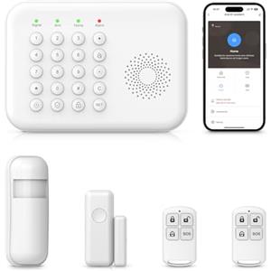 XNH 4G + WiFi Sistema di Allarme, Antifurto, 5 Pezzi, Allarme Casa senza Fili con Avvisi APP, Sensori Porta e Finestra, Rilevatore di Movimento, Telecomandi, Compatibile con Alexa e Google Assistant