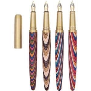 SIPLIV Penna calligrafica vintage in legno di ottone e legno di colori abbaglianti, penna calligrafica pennino medio penne fantasia penna scrittura liscia per ufficio forniture scolastiche
