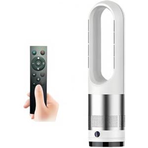 Generic Ventilatore a torre senza lama caldo e freddo, riscaldatore da 1400 W + ventola di raffreddamento da 40 W, 8 velocità, oscillazione a 80°, timer 8 ore e display LED, telecomando