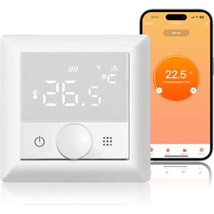 KETOTEK Termostato Digitale Smart per Riscaldamento a Pavimento Elettrico, Cronotermostato WiFi Programmabile 16A, Termostato Ambiente con Sonda, Compatibile con Alexa Comando Vocale