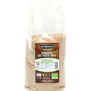 Oltresole, Farina Biologica di Teff 1 Kg, Farina Ricca di Fibre Proteine e Minerali, Versatile in Cucina, Ottima per Impasti Dolci e Salati, Vegan, Senza OGM, Senza Glutine