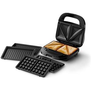 Philips Serie 5000 Macchina per Panini - Set di 3 Piastre per Panini, Sandwich e Cialde. Piastre Antiaderenti. Taglia e Sigilla. Potenza di 750W. Nero (HD2350/80)