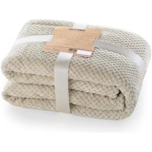 DecoKing Coperta Plaid Pile 70x150 cm per Letto Singolo Calda Accogliente e Spessa in Morbido Velluto Stile Scandinavo Per Letto Divano Sedia Tutte le Stagioni Cappuccino Henry