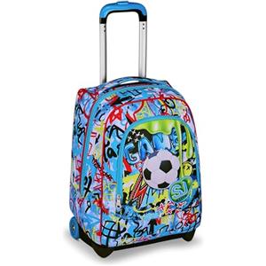 SJ GANG STYLE JAM GANG Trolley Scuola Fisso, Blu, 2 in 1, Doppio Uso, Trolley e Zaino, Zaino Scuola Elementare, Bambino
