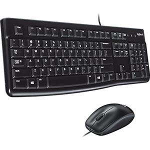 Logitech MK120 Kit Tastiera e Mouse Cablati, Layout Svizzero ‎QWERTZ, Nero