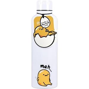 Paladone Gudetama Paladone Borraccia in metallo con licenza ufficiale Lazy Egg con personaggio dei cartoni animati, argento e giallo, riutilizzabile, idea regalo