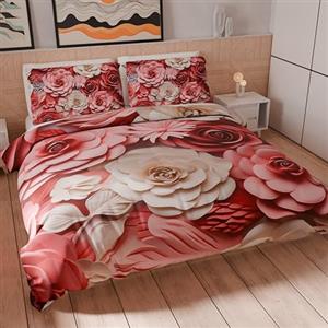 PETTI Artigiani Italiani - Set Copripiumino Matrimoniale Maxi 260x240 cm (2 Federe 63x63 cm Incluse), Parure Copripiumino Microfibra con Stampa Digitale Floreale 05 3 - Made in Italy