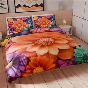 PETTI Artigiani Italiani - Set Copripiumino Matrimoniale Maxi 260x240 cm (2 Federe 63x63 cm Incluse), Parure Copripiumino Microfibra con Stampa Digitale Floreale 05 12 - Made in Italy