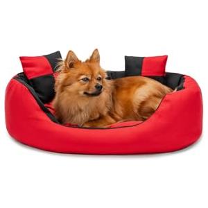 lionto 4 in 1 Lettino per Cane, (S) 65x50 cm Rosso/Nero